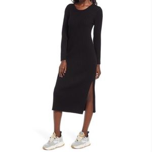 WAYF X BFF Hollie Long Sleeve Sweater Dress in Black Size S